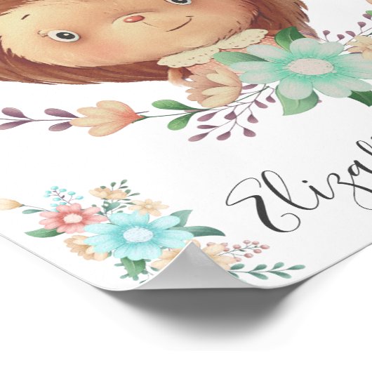 bosbouwvriend baby hedgel - geboortestaat monogram poster (Hoek)