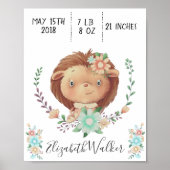 bosbouwvriend baby hedgel - geboortestaat monogram poster (Voorkant)
