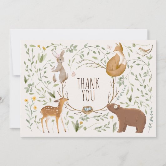 Bosbouwvriendelijke Baby shower Bedankkaart (Achterkant)