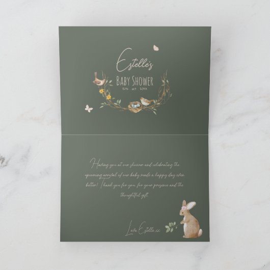 Bosbouwvriendelijke Baby shower Bedankkaart (Binnen)