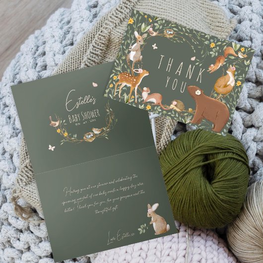 Bosbouwvriendelijke Baby shower Bedankkaart