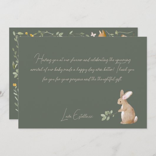 Bosbouwvriendelijke Baby shower Bedankkaart (Voorkant / Achterkant)