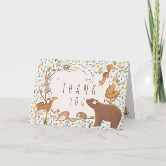 Bosbouwvriendelijke Baby shower Bedankkaart (Voorkant)