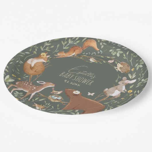 Bosbouwvriendelijke Baby shower Papieren Bordje (Gekanteld)