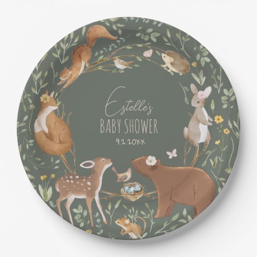 Bosbouwvriendelijke Baby shower Papieren Bordje (Voorkant)