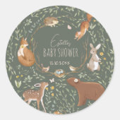 Bosbouwvriendelijke Baby shower Ronde Sticker (Voorkant)