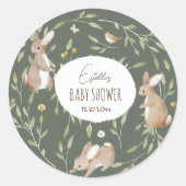 Bosbouwvriendelijke Baby shower Ronde Sticker (Voorkant)
