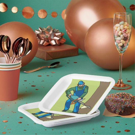 Bosbouwwerkers Papieren Bordje