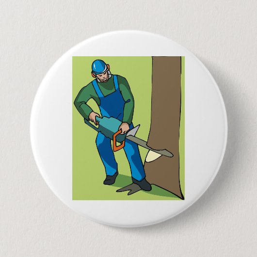 Bosbouwwerkers Ronde Button 7,6 Cm (Voorkant)