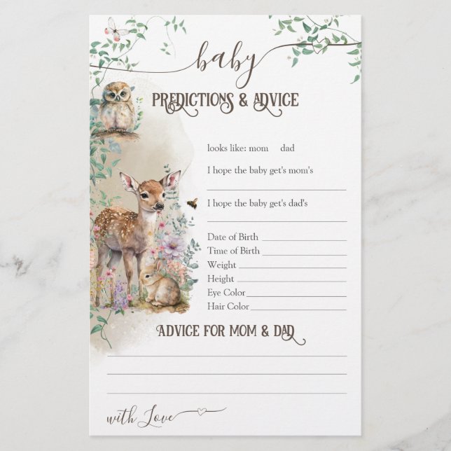 Bosbouwwild van Baby shower van groenbossen (Voorkant)