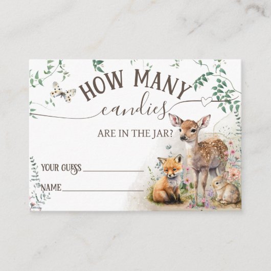 Bosbouwwild van Baby shower van groenbossen Informatiekaartje (Voorkant)