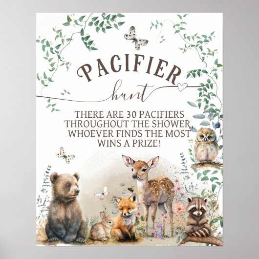 Bosbouwwild van Baby shower van groenbossen Poster (Voorkant)