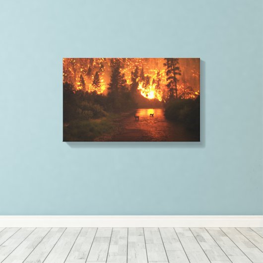 Bosbrand - Herten Canvas Afdruk (Insitu (Houten vloer))