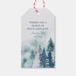 Bosbrandbomen Waterverf Kerstmis Cadeaulabel