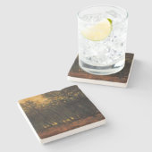 Bosbranden (van Laszlo Mednyanszky) Stenen Onderzetter (Zijkant)