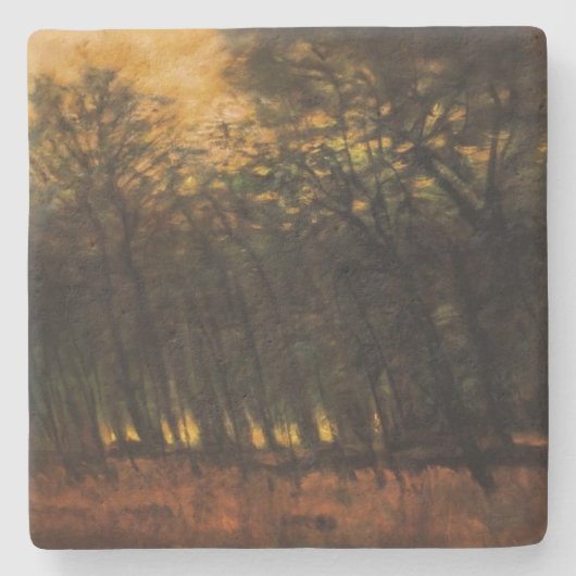 Bosbranden (van Laszlo Mednyanszky) Stenen Onderzetter (Voorkant)