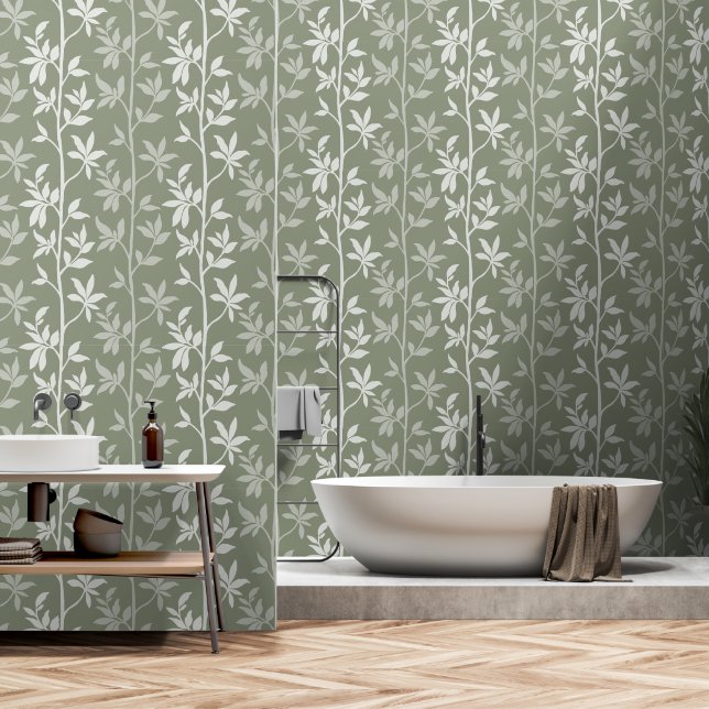 Bosbries Silhouet L 2b minimaal botanisch Behang (Badkamer)