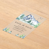 Bosbruiloft met dennenbomen Save the Date Acryl Uitnodigingen (Laagn)