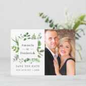 Bosbruiloft met groen save the date (Staand voorkant)