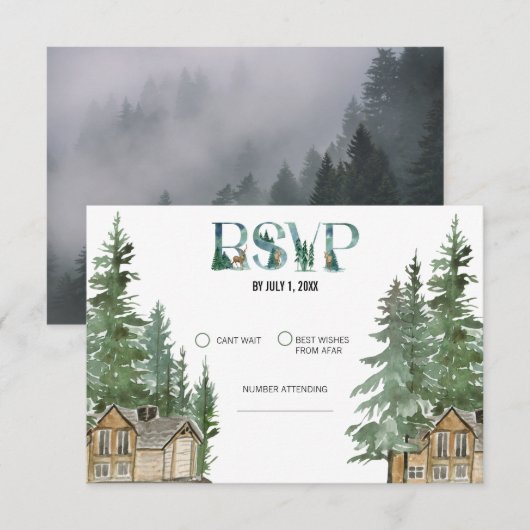 Bosbruiloft  RSVP kaartje (Voorkant / Achterkant)