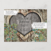 Bosbruiloft Rustic Heart in Boom Sparen de Datum Aankondigingskaart (Achterkant)