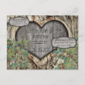 Bosbruiloft Rustic Heart in Boom Sparen de Datum Aankondigingskaart (Achterkant)