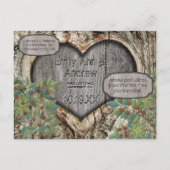 Bosbruiloft Rustic Heart in Boom Sparen de Datum Aankondigingskaart (Achterkant)