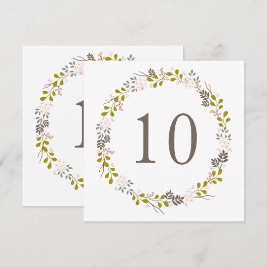 Bosbruiloft Rustische Krans Tafelnummer (Voorkant / Achterkant)