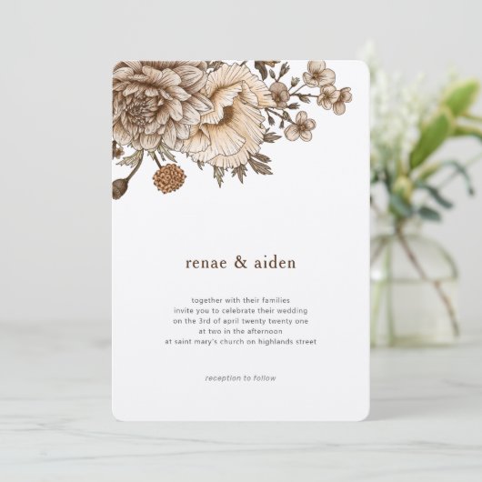 Bosbruiloft uitnodiging, Boho uitnodiging, Landeli Kaart (Staand voorkant)