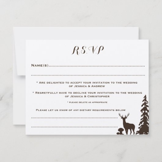 Bosbruine Kraft Uitnodigingskaart voor Trouw RSVP Kaart (Voorkant)