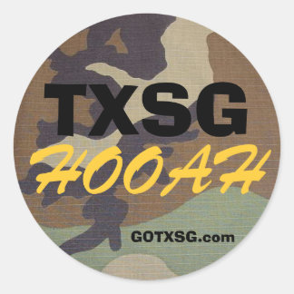 boscamo TXSG, HOOAH, GOTXSG.com Ronde Sticker