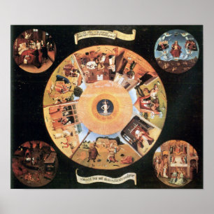 Bosch-Table met scènes van de zeven dodelijke zond Poster