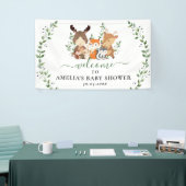 Boschic groen bosdieren Baby Shower Spandoek (Beurs)