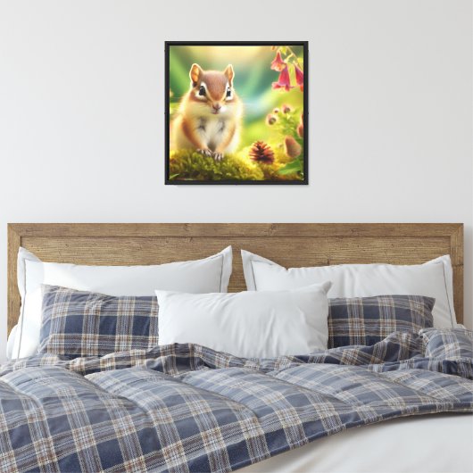 Boschipmunk Canvas Afdruk (Insitu (Slaapkamer))