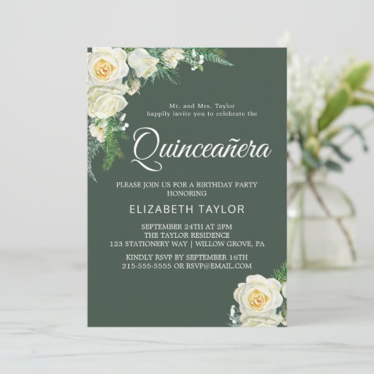 Boschtgroen Jager Groen Quinceañera Kaart (Staand voorkant)