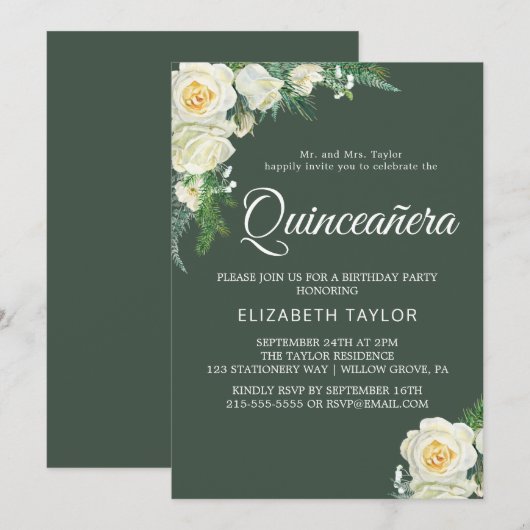 Boschtgroen Jager Groene Quinceañera Kaart (Voorkant / Achterkant)