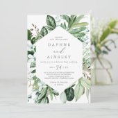 Boschtuin groene casual trouwuitnodiging kaart (Staand voorkant)
