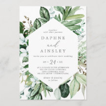 Boschtuin groene casual trouwuitnodiging