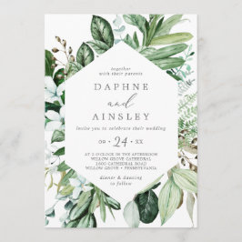 Boschtuin groene casual trouwuitnodiging kaart