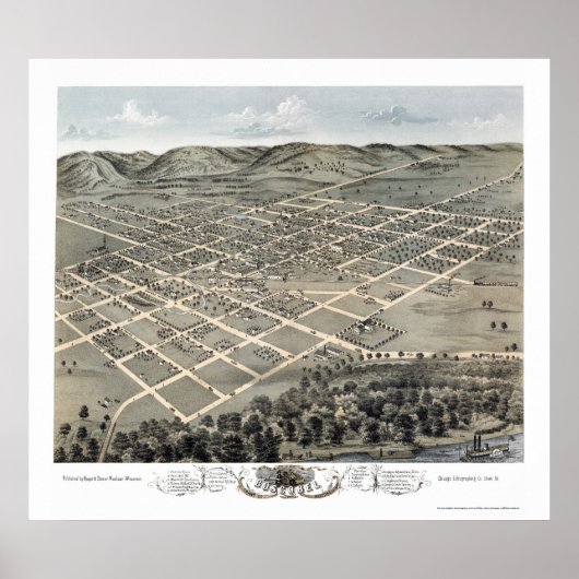 Boscobel, WI Panoramic Map - 1869 Poster (Voorkant)