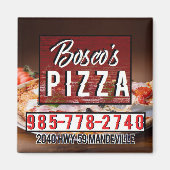 Bosco's vierkante magneet Pizza (Voorkant)
