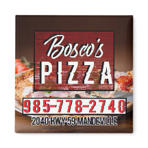 Bosco's vierkante magneet Pizza