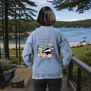 Bosdas Wildbloemen Paddenstoelen Salie Groen Denim Jacket
