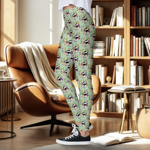Bosdas Wildbloemen Paddenstoelen Salie Groen Leggings