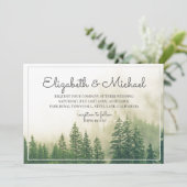 Bosdenbomen bergen bruiloft-uitnodigingen kaart (Staand voorkant)
