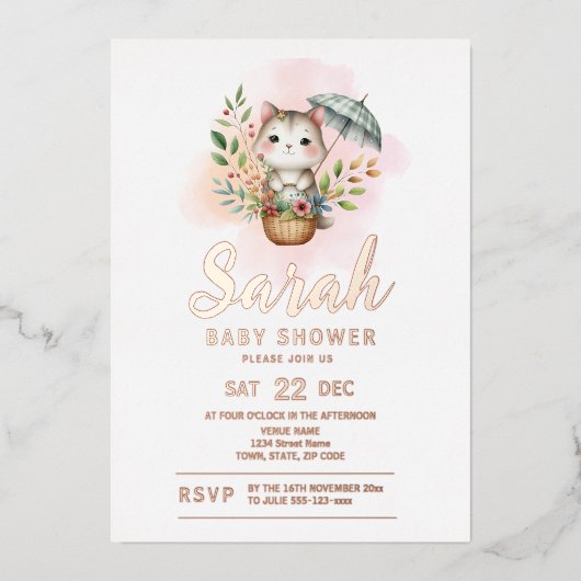 Bosdier Baby Shower Folie Uitnodiging (Voorkant)