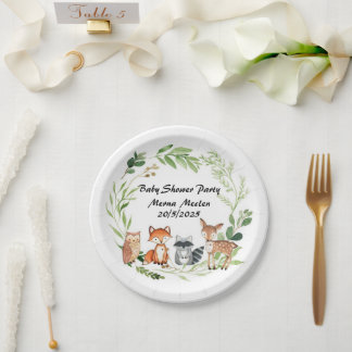 bosdier baby shower ontwerp papieren bordje