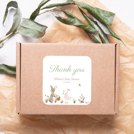 bosdier Baby shower partij gunst Vierkante Sticker