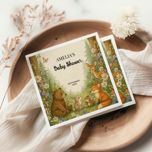Bosdier Baby Shower Servetten Rustieke Bos