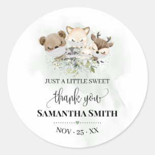 Bosdier baby shower Woodland Dierengunst Ronde Sticker